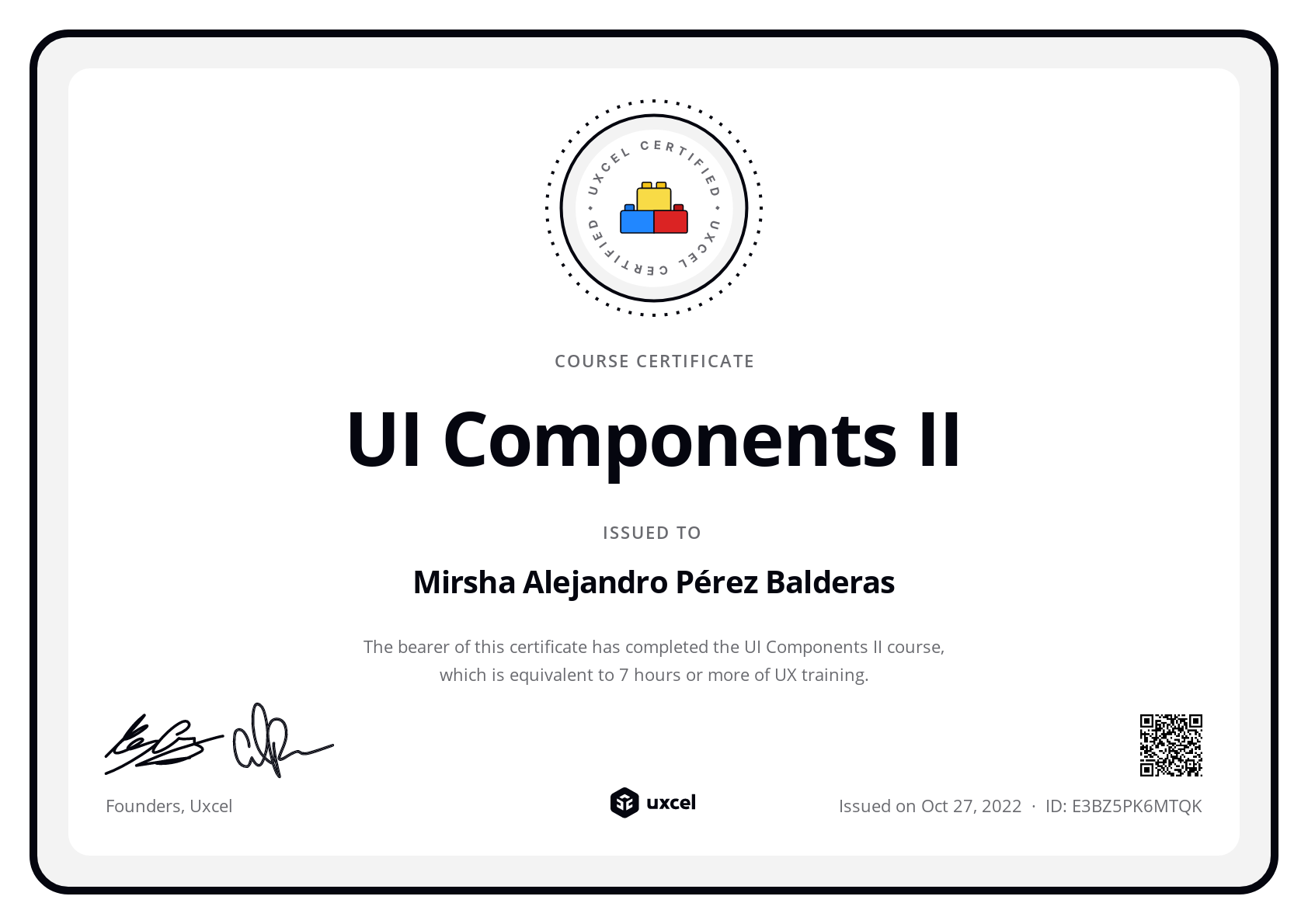 Mirsha Alejandro Pérez Balderas's certificate
